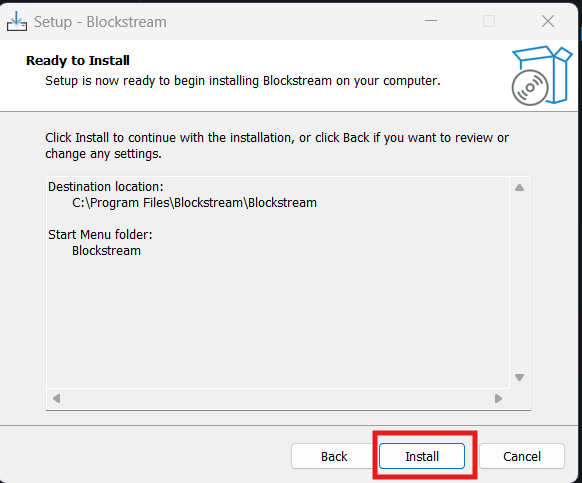 Blockstream installer installing