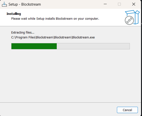 Blockstream installer progress