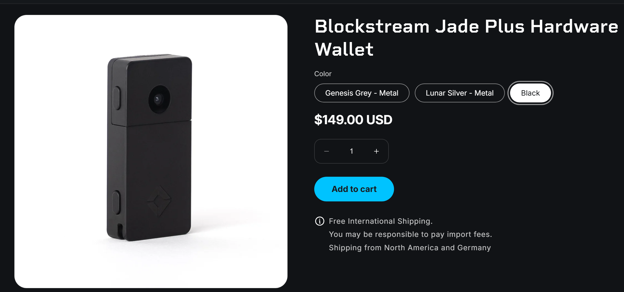 Blockstream Jade Plus hardware wallet