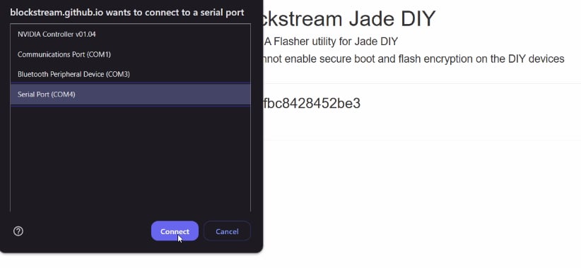 Connect to a serial port